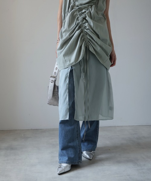 Ulysses（ユリシス）の「3way シャーリングデザインレイヤードワンピース（ワンピース・レディース・ライトグレー/ベージュ・F）」の13枚目の写真