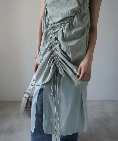 Ulysses（ユリシス）の「3way シャーリングデザインレイヤードワンピース（ワンピース・レディース・ライトグレー/ベージュ・F）」の17枚目の写真