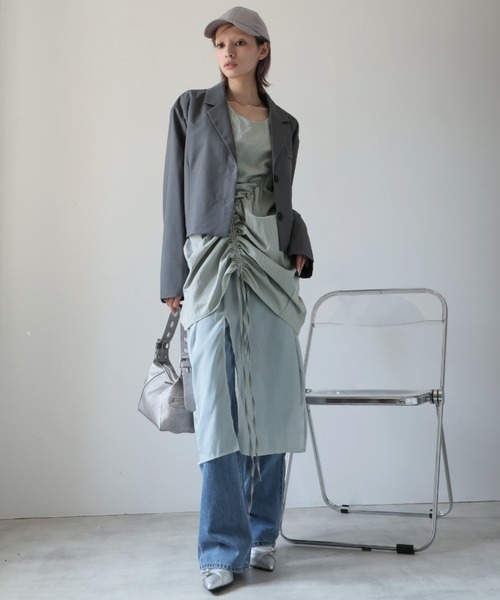 Ulysses（ユリシス）の「3way シャーリングデザインレイヤードワンピース（ワンピース・レディース・ライトグレー/ベージュ・F）」の19枚目の写真