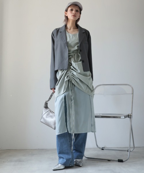 Ulysses（ユリシス）の「3way シャーリングデザインレイヤードワンピース（ワンピース・レディース・ライトグレー/ベージュ・F）」の20枚目の写真