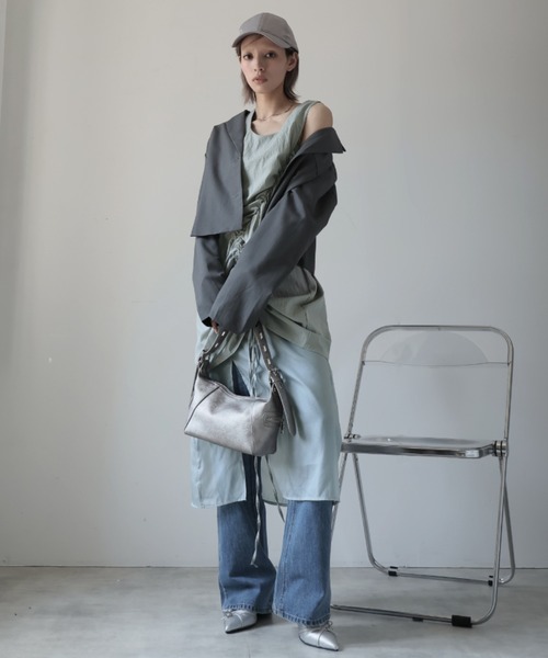 Ulysses（ユリシス）の「3way シャーリングデザインレイヤードワンピース（ワンピース・レディース・ライトグレー/ベージュ・F）」の21枚目の写真