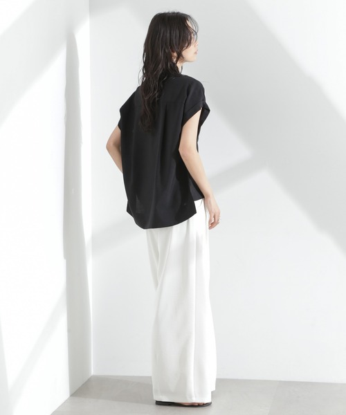 NANO universe（ナノユニバース）の「メランジドライ スタンドポケットシャツ(セットアップ可)（シャツ/ブラウス・レディース・ライトベージュ/ライトブルー/ブラック・S/M）」の13枚目の写真