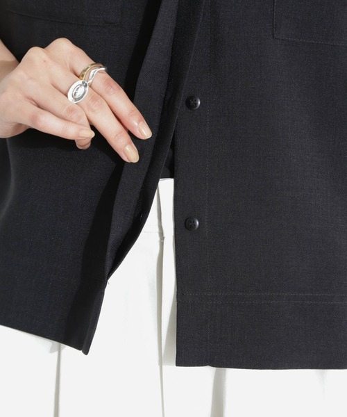 NANO universe（ナノユニバース）の「メランジドライ スタンドポケットシャツ(セットアップ可)（シャツ/ブラウス・レディース・ライトベージュ/ライトブルー/ブラック・S/M）」の21枚目の写真