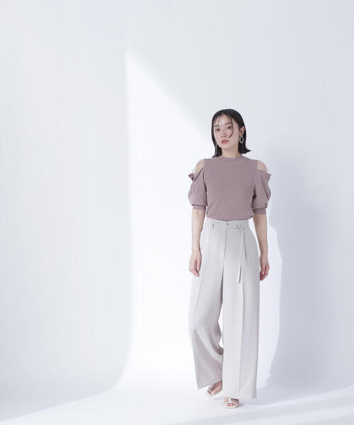 NATURAL BEAUTY BASIC(ナチュラルビューティーベーシック)の「<骨格ウェーブ>ハイウエストベルテッドパンツ(その他パンツ・レディース・グレー系その他/ピンク/ベージュ・SMALL/MEDIUM/P/S)」の2枚目の写真