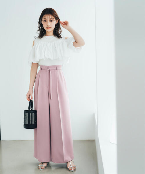 NATURAL BEAUTY BASIC(ナチュラルビューティーベーシック)の「<骨格ウェーブ>ハイウエストベルテッドパンツ(その他パンツ・レディース・グレー系その他/ピンク/ベージュ・SMALL/MEDIUM/P/S)」の3枚目の写真