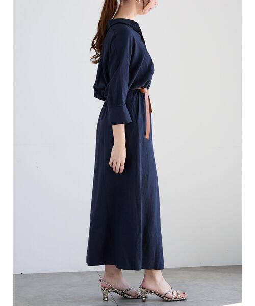 Te chichi（テチチ）の「ベルト付きレーヨンリネンシャツワンピース（ワンピース・レディース・カーキ/ネイビー/ベージュ・F）」の10枚目の写真