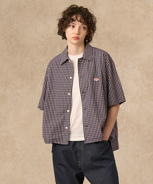 トップス DANTON COTTON POPLIN HALF SLEEVE SHIR 38 DANTON WOMEN'S COTTON POPLIN HALF SLEEVE SHIRT
