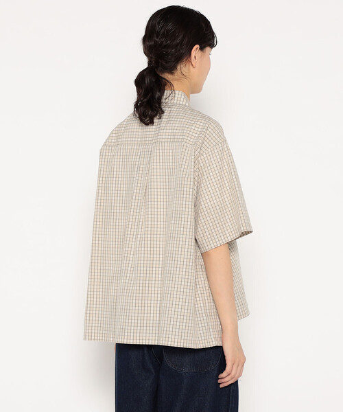 WOMEN'S COTTON POPLIN HALF SLEEVE SHIRT PLAID（シャツ