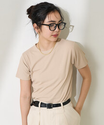 <接触冷感/UVカット>ICE SUMMER ミニリブTシャツ/アイスサマーTシャツ