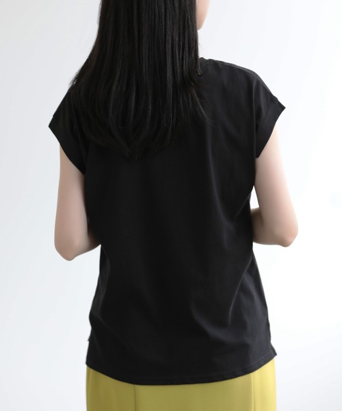 SUNFLOWER EIGHT(サンフラワーエイト)の「シンプルフレンチスリーブTシャツ(Tシャツ/カットソー・レディース・ライトグリーン/ブラック/ライトグレー/ブルーパープル/オフホワイト/ベージュ・M)」の15枚目の写真