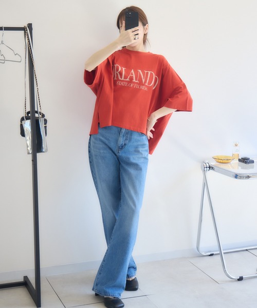 RU.TI.LE(ルチル)の「【RU.TI.LE】ビッグシルエットロゴT(Tシャツ/カットソー・レディース・グレイッシュベージュ/オレンジ/ホワイト・MEDIUM)」の3枚目の写真