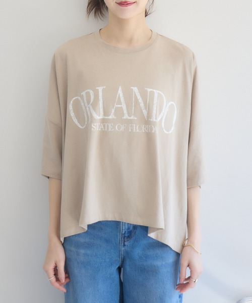 RU.TI.LE(ルチル)の「【RU.TI.LE】ビッグシルエットロゴT(Tシャツ/カットソー・レディース・グレイッシュベージュ/オレンジ/ホワイト・MEDIUM)」の14枚目の写真