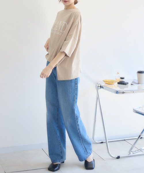 RU.TI.LE(ルチル)の「【RU.TI.LE】ビッグシルエットロゴT(Tシャツ/カットソー・レディース・グレイッシュベージュ/オレンジ/ホワイト・MEDIUM)」の19枚目の写真