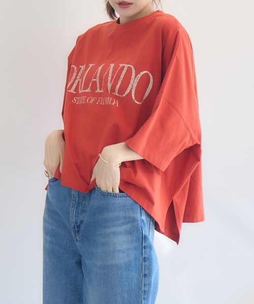 RU.TI.LE(ルチル)の「【RU.TI.LE】ビッグシルエットロゴT(Tシャツ/カットソー・レディース・グレイッシュベージュ/オレンジ/ホワイト・MEDIUM)」の22枚目の写真