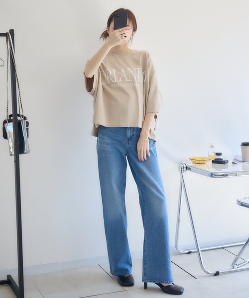 RU.TI.LE(ルチル)の「【RU.TI.LE】ビッグシルエットロゴT(Tシャツ/カットソー・レディース・グレイッシュベージュ/オレンジ/ホワイト・MEDIUM)」の17枚目の写真