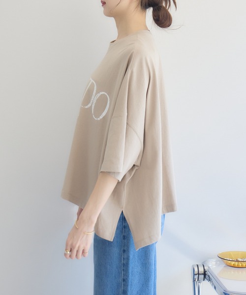 RU.TI.LE(ルチル)の「【RU.TI.LE】ビッグシルエットロゴT(Tシャツ/カットソー・レディース・グレイッシュベージュ/オレンジ/ホワイト・MEDIUM)」の12枚目の写真