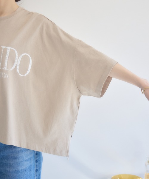 RU.TI.LE(ルチル)の「【RU.TI.LE】ビッグシルエットロゴT(Tシャツ/カットソー・レディース・グレイッシュベージュ/オレンジ/ホワイト・MEDIUM)」の5枚目の写真
