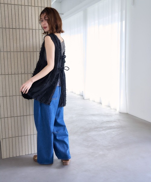 studio CLIP(スタディオクリップ)の「ダブルフロントフリンジジャガードジレ(ベスト・レディース・ブラウン/ブラック/ベージュ・FREE)」の14枚目の写真