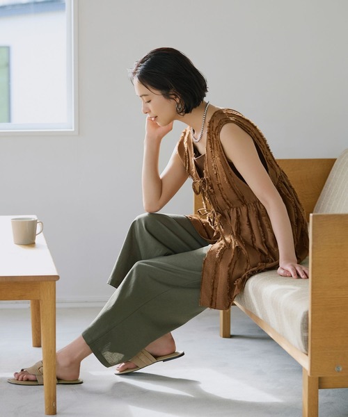 studio CLIP(スタディオクリップ)の「ダブルフロントフリンジジャガードジレ(ベスト・レディース・ブラウン/ブラック/ベージュ・FREE)」の21枚目の写真