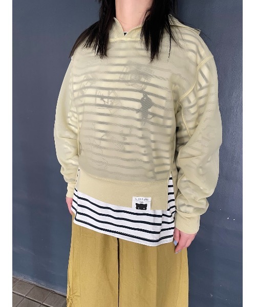 Rydia（リディア）の「シアーダンボールフーディー（パーカー・レディース・ブラック/ライトグレー/イエロー・M）」の3枚目の写真