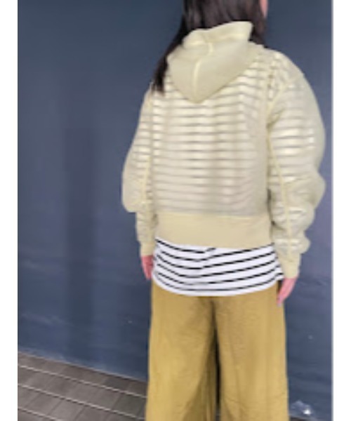 Rydia（リディア）の「シアーダンボールフーディー（パーカー・レディース・ブラック/ライトグレー/イエロー・M）」の8枚目の写真