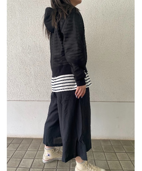 Rydia（リディア）の「シアーダンボールフーディー（パーカー・レディース・ブラック/ライトグレー/イエロー・M）」の5枚目の写真