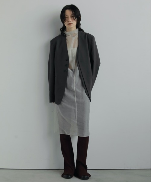 anuke（アンヌーク）の「Collarless Over Jacket（テーラードジャケット・レディース・チャコールグレー/グレー・38inch/36inch）」の8枚目の写真