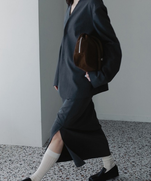 anuke（アンヌーク）の「Collarless Over Jacket（テーラードジャケット・レディース・チャコールグレー/グレー・38inch/36inch）」の9枚目の写真