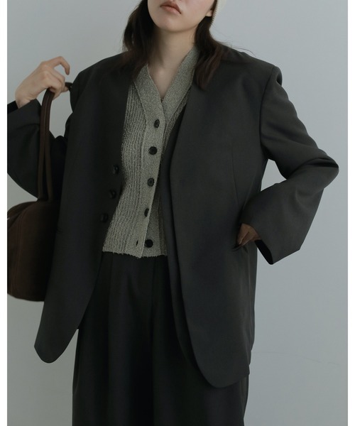 anuke（アンヌーク）の「Collarless Over Jacket（テーラードジャケット・レディース・チャコールグレー/グレー・38inch/36inch）」の12枚目の写真