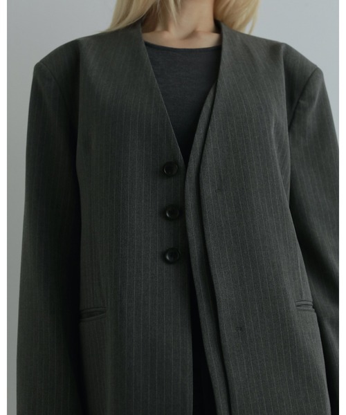 anuke（アンヌーク）の「Collarless Over Jacket（テーラードジャケット・レディース・チャコールグレー/グレー・38inch/36inch）」の13枚目の写真