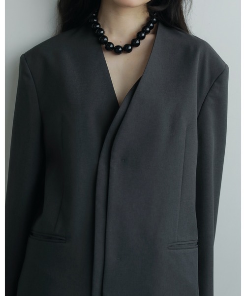 anuke（アンヌーク）の「Collarless Over Jacket（テーラードジャケット・レディース・チャコールグレー/グレー・38inch/36inch）」の15枚目の写真