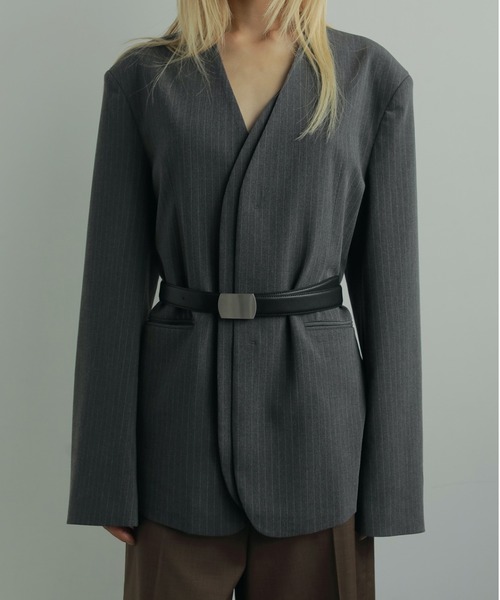 anuke（アンヌーク）の「Collarless Over Jacket（テーラードジャケット・レディース・チャコールグレー/グレー・38inch/36inch）」の17枚目の写真