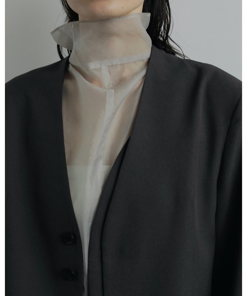 anuke（アンヌーク）の「Collarless Over Jacket（テーラードジャケット・レディース・チャコールグレー/グレー・38inch/36inch）」の18枚目の写真