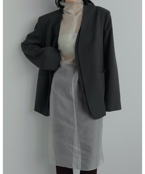 anuke（アンヌーク）の「Collarless Over Jacket（テーラードジャケット・レディース・チャコールグレー/グレー・38inch/36inch）」の19枚目の写真