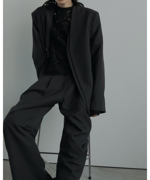 anuke（アンヌーク）の「Collarless Over Jacket（テーラードジャケット・レディース・チャコールグレー/グレー・38inch/36inch）」の21枚目の写真