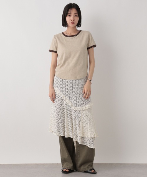 LOWRYS FARM（ローリーズファーム）の「リンガーＴＥＥ　328663（Tシャツ/カットソー・レディース・グレー/チャコールグレー/ベージュ・FREE）」の5枚目の写真