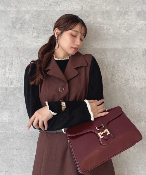 an another angelus（アンアナザーアンジェラス）の「ベルトフラップハンドバッグ/fint フィント（ハンドバッグ・レディース・ブラック/ワインレッド・FREE）」の15枚目の写真