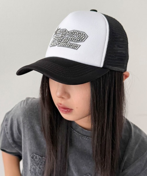 WEGO（ウィゴー）の「WEGO/ナンバリングラインストーンメッシュキャップ（キャップ・レディース・ブラック/ライトピンク・FREE）」の13枚目の写真