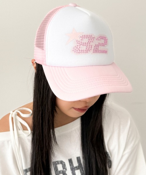 WEGO（ウィゴー）の「WEGO/ナンバリングラインストーンメッシュキャップ（キャップ・レディース・ブラック/ライトピンク・FREE）」の17枚目の写真