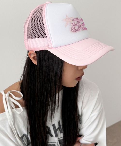 ラインストーンメッシュキャップ 帽子 キャップ メッシュキャップ メンズ レディース 深め つば長