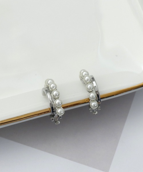 パールフープクリップイヤリング（イヤリング）｜Three Four