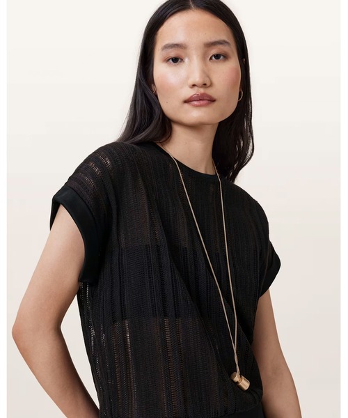 ALLSAINTS（オールセインツ）の「GIANA CROCHET CREW NECK TANK TOP | GIANA クロシェ クルー ネック タンク トップ（Tシャツ/カットソー・レディース・ブラック・XS/S/M/L）」の2枚目の写真