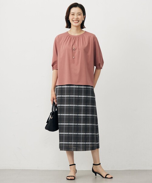 J.PRESS Ladies(J.プレス レディス)の「【洗える】シアーチェック スカート(スカート・レディース・ブラック系3/ブラウン系3・XXS/XS/S)」の4枚目の写真