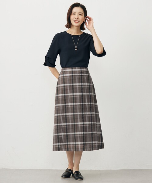 J.PRESS Ladies(J.プレス レディス)の「【洗える】シアーチェック スカート(スカート・レディース・ブラック系3/ブラウン系3・XXS/XS/S)」の5枚目の写真