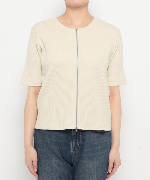 LOWRYS FARM(ローリーズファーム)の「WZIPリブカーディガンSS 498290(カーディガン/ボレロ・レディース・パープル/チャコールグレー/アイボリー/ブラウン・SHORT/LONG)」の14枚目の写真