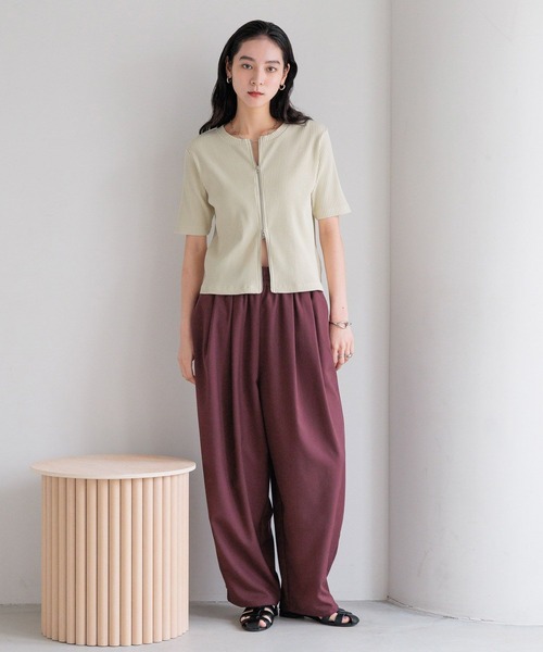 LOWRYS FARM(ローリーズファーム)の「WZIPリブカーディガンSS 498290(カーディガン/ボレロ・レディース・パープル/チャコールグレー/アイボリー/ブラウン・SHORT/LONG)」の17枚目の写真