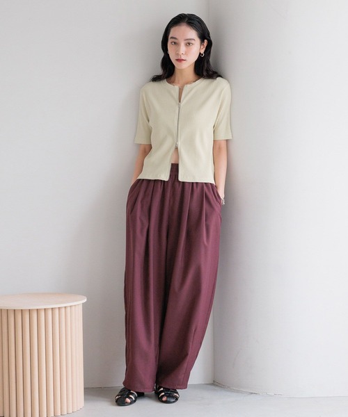 LOWRYS FARM(ローリーズファーム)の「WZIPリブカーディガンSS 498290(カーディガン/ボレロ・レディース・パープル/チャコールグレー/アイボリー/ブラウン・SHORT/LONG)」の18枚目の写真