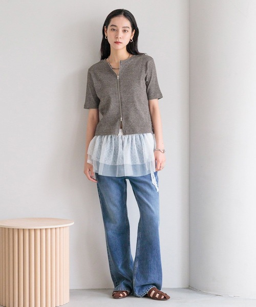 LOWRYS FARM(ローリーズファーム)の「WZIPリブカーディガンSS 498290(カーディガン/ボレロ・レディース・パープル/チャコールグレー/アイボリー/ブラウン・SHORT/LONG)」の22枚目の写真