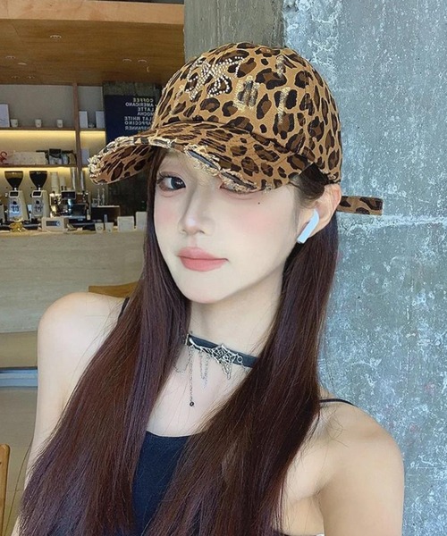 almo（アルモ）の「リボンストーンレオパードキャップ(BQ)（キャップ・レディース・ライトブラウン/ダークブラウン/ダークグレー・FREE）」の8枚目の写真