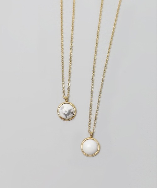 ieLS(イエルズ)の「金属アレルギー対応「ieLS」ステンレス 天然石サークルネックレス(ネックレス・レディース・ホワイト/ブラウン・ONE SIZE)」の7枚目の写真